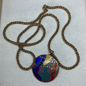 Vintage LAUREL BURCH Colorful Face “Women Spirit “ 1993 Necklace